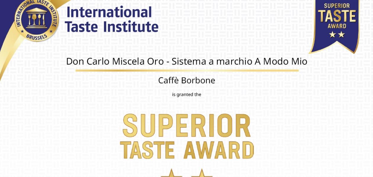 Caffè Borbone si aggiudica le due stelle dall’International Taste Institute