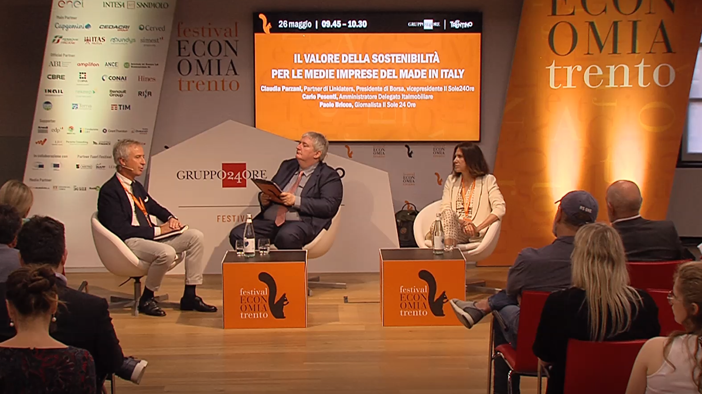 Carlo Pesenti, Claudia Parzani e Paolo Briccoal al Festival dell'Economia di Trento