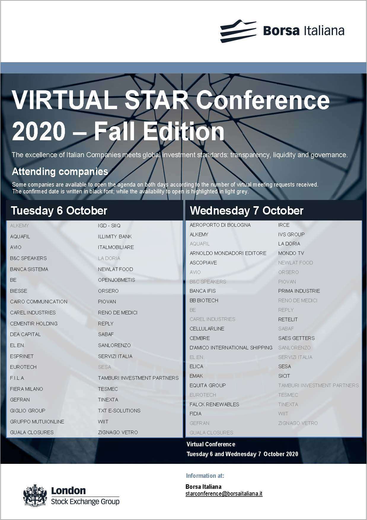 Italmobiliare alla Virtual Star Conference 2020